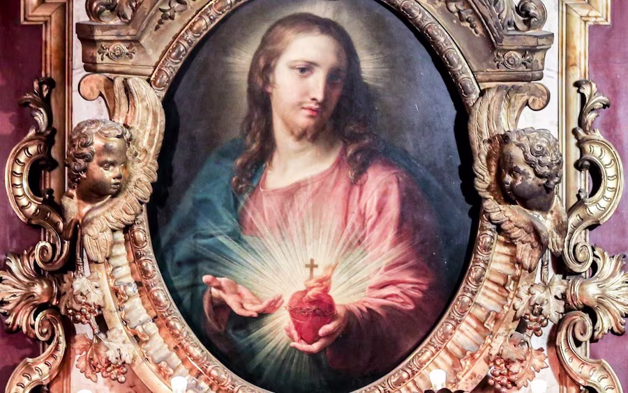 An image of the Sacred Heart in the Church of the Jesu in Rome.