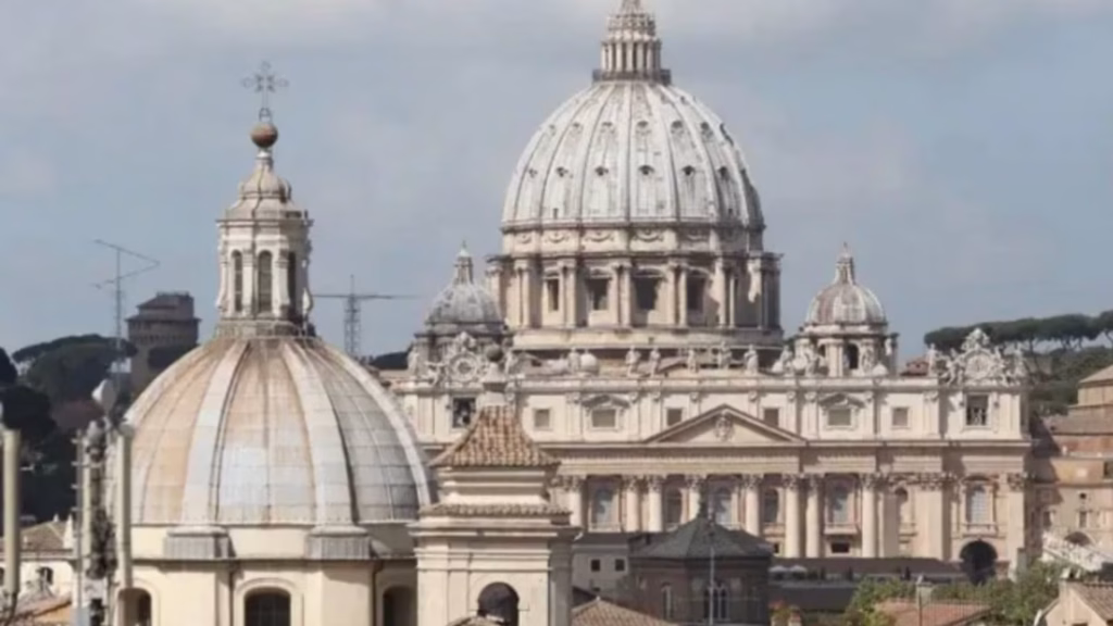 Aerial view of St. Peter's Basilica and the Vatican in Rome